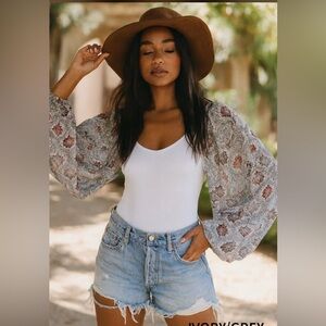 Floral Sleeve Women's Top